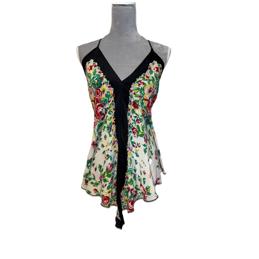 Pins and Needles 100% Silk Halter Sexy V-Neck Floral Boho Festival Tank Top SM